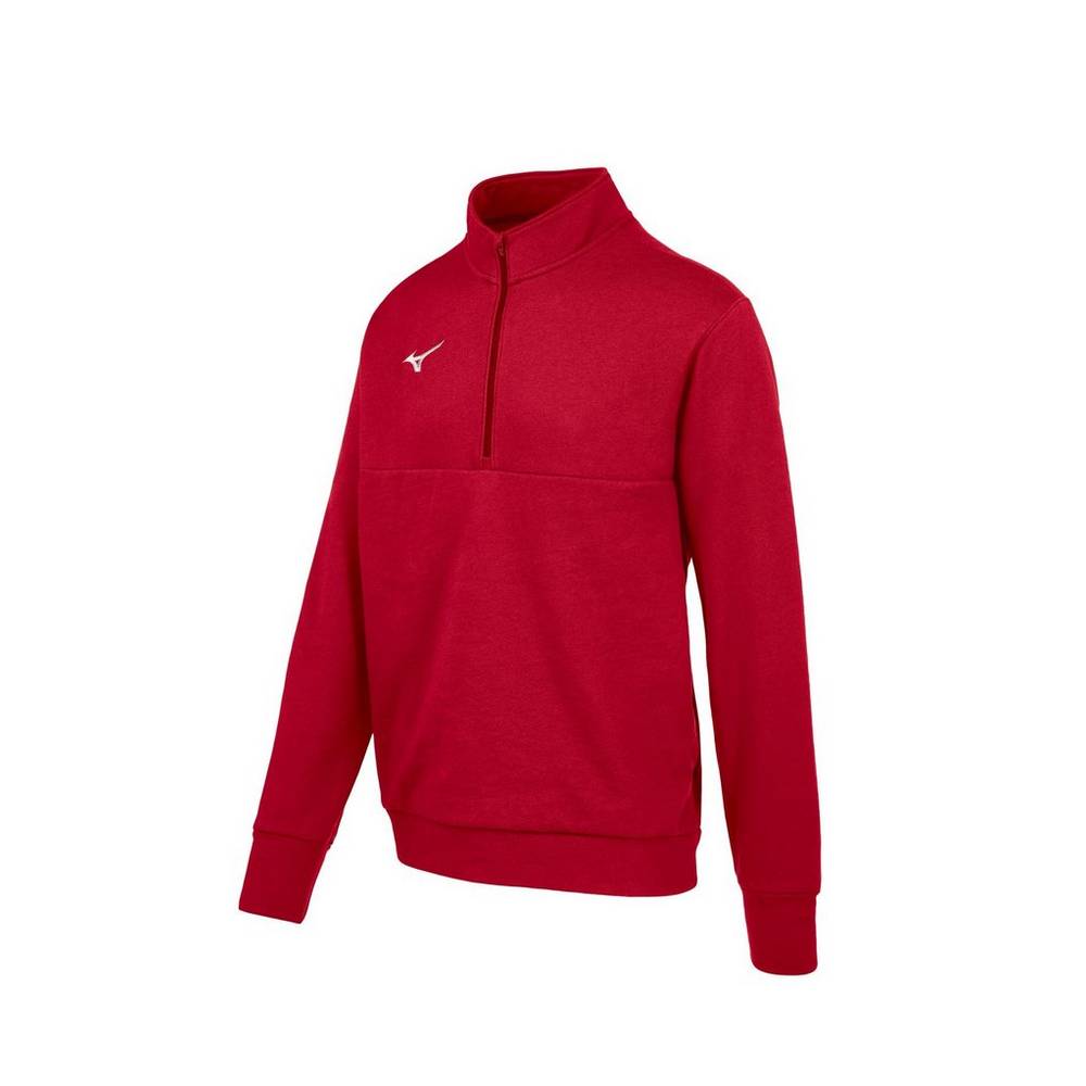 Mens Mizuno MZ1 1/4 Zip Fleece Pullover Red Philippines (MYWSOI407)